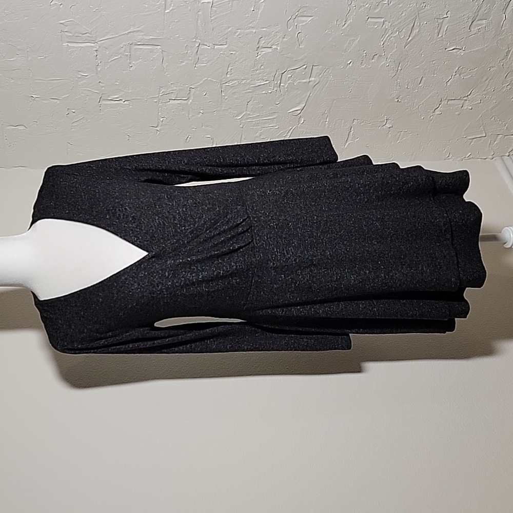 Anthropologie Saturday Sunday Gray Faux Wrap Knit Sweater Dress M Long Sleeve - Picture 2 of 13